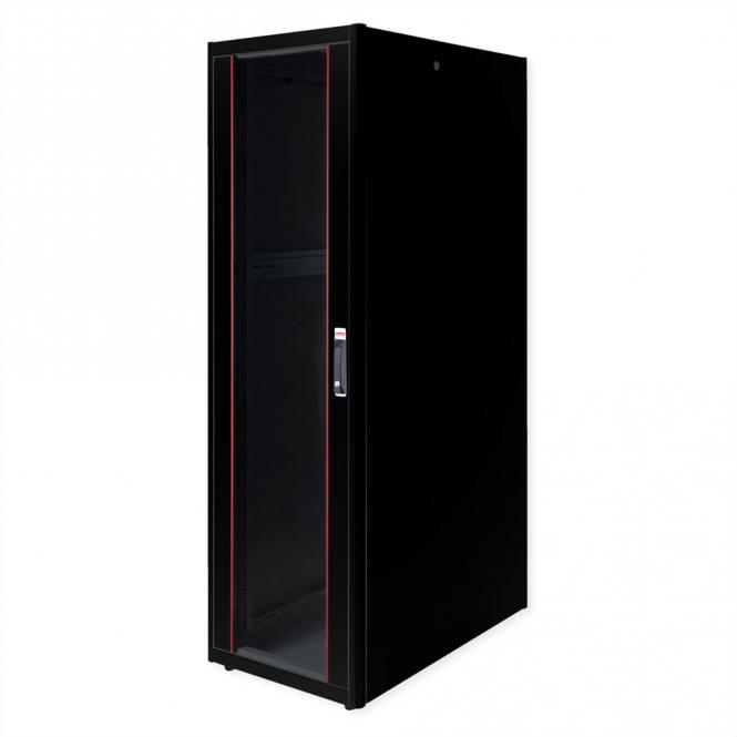 19-Zoll Netzwerkschrank Basic 42 HE, 600x1000 BxT Glastür schwarz 