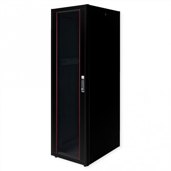 19-Zoll Netzwerkschrank Basic 42 HE, 600x800 BxT Glastür schwarz 