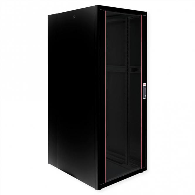 19-Zoll Netzwerkschrank Basic 42 HE, 800x1000 BxT Glastür schwarz 
