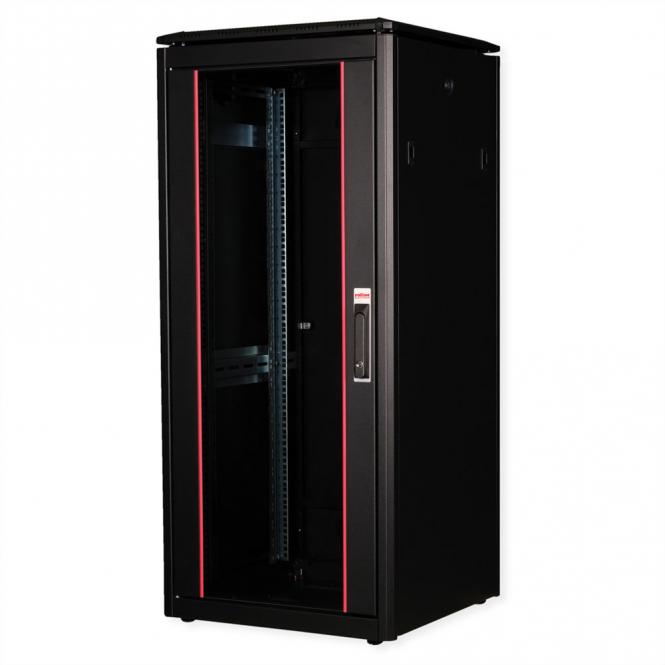 19-Zoll Netzwerkschrank Pro 26 HE, 600x600 BxT Glastür schwarz 