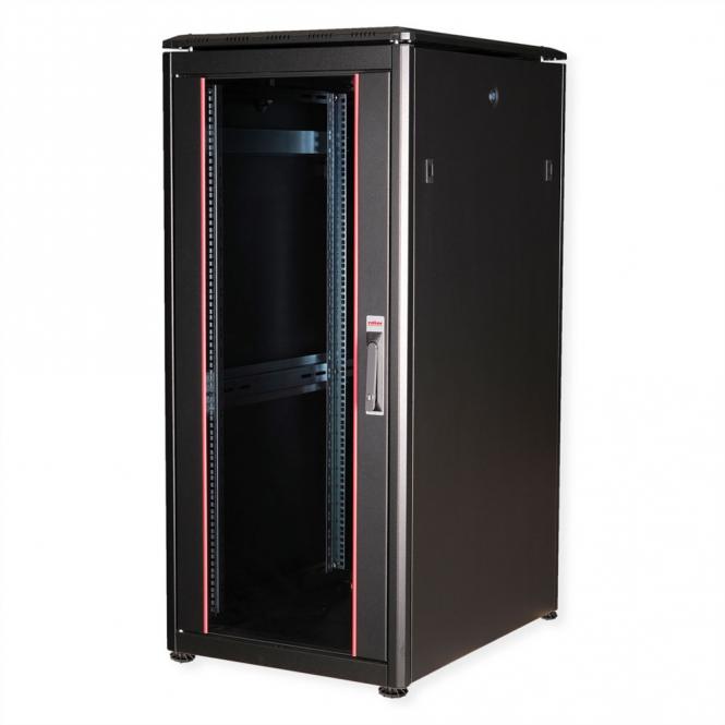 19-Zoll Netzwerkschrank Pro 26 HE, 600x800 BxT Glastür schwarz 