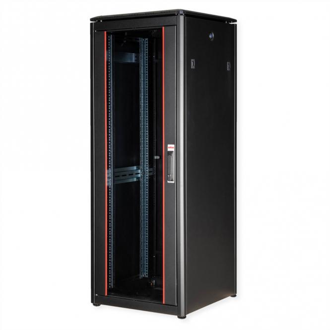19-Zoll Netzwerkschrank Pro 32 HE, 600x600 BxT Glastür schwarz 