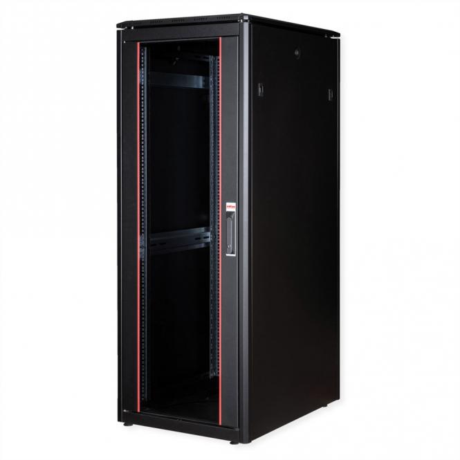 19-Zoll Netzwerkschrank Pro 32 HE, 600x800 BxT Glastür schwarz 