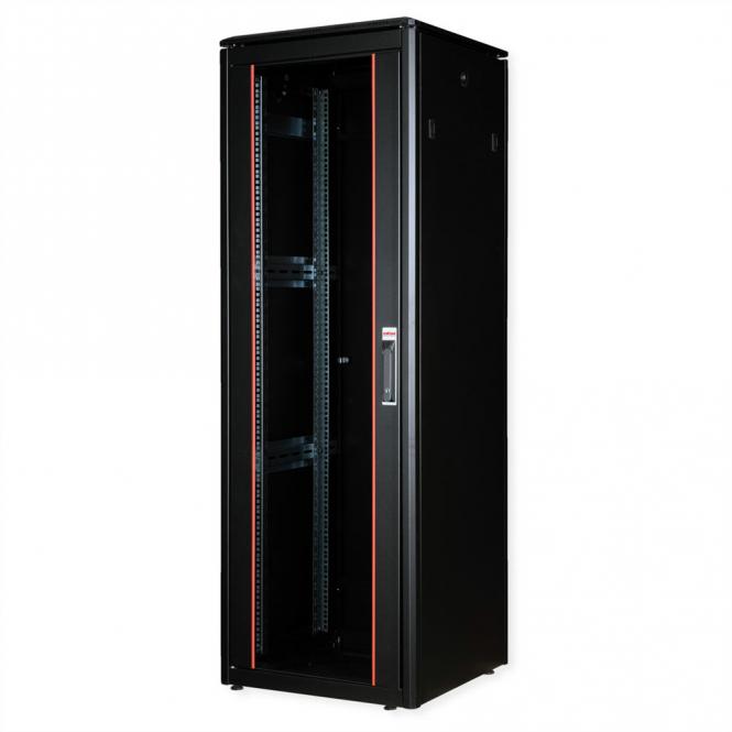 19-Zoll Netzwerkschrank Pro 36 HE, 600x600 BxT Glastür schwarz 